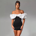 Women’s Mini Dress – Off Shoulder – Ruffled Neckline – Bodycon Slim Fit Party Wear by Lumina Vancouver