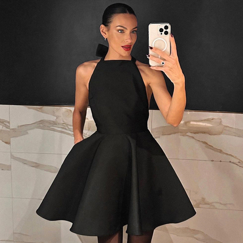 Women’s Halter Neck Dress – Backless A-Line – High Waist Fitted Cocktail Wear by Lumina Vancouver