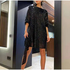 Women's Sequin Mini Dress - Loose Fit - 3/4 Sleeve - Cinched Waist - Party Wear by Lumina Vancouver
