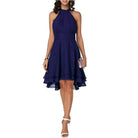 Women's Halter Neck Dress - Sleeveless - Fitted Waist - Layered Asymmetrical Skirt by Lumina Vancouver
