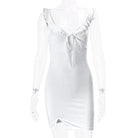 Women's Mini Dress - Sleeveless Deep V-Neck - Ruffled Tie-Front - Fitted Waist by Lumina Vancouver
