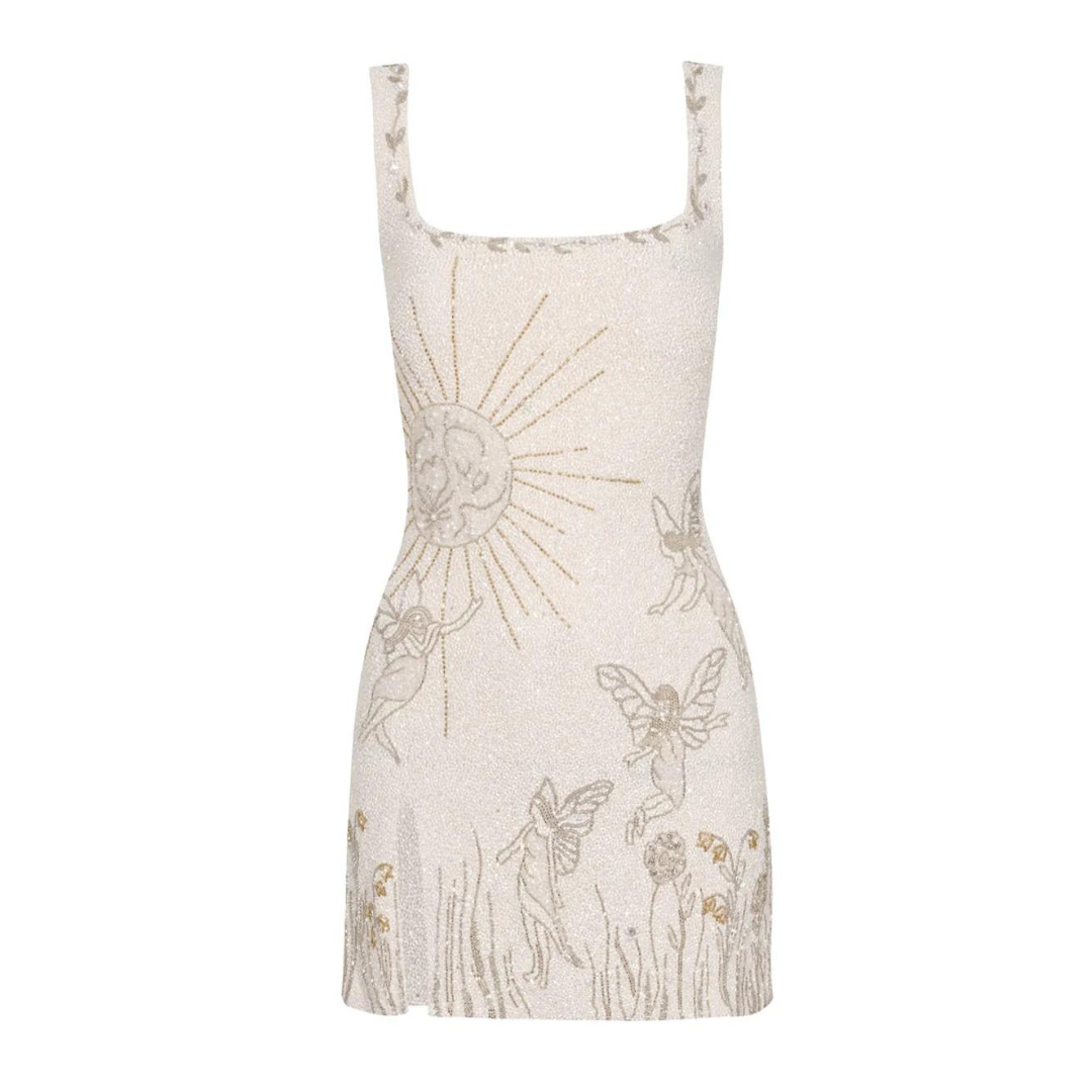 Women's Mini Dress – Fitted Silhouette – Square Neckline – Embellished Evening Wear by Lumina Vancouver