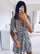 Women's Mini Dress - V-Neckline - Short Sleeve - Waist Tie - Relaxed Fit by Lumina Vancouver