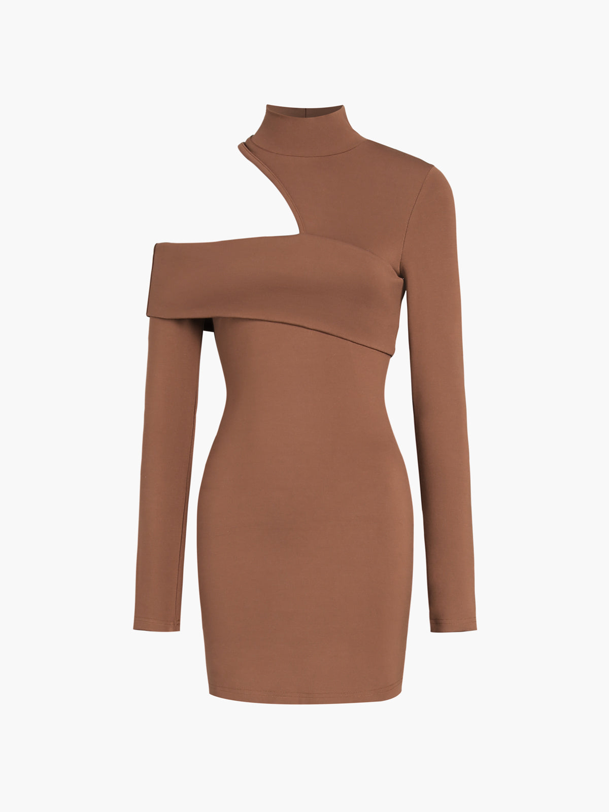 Women's Off-Shoulder Bodycon Dress - One-Sleeve Asymmetrical Design - Short, Stretch Knit by Lumina Vancouver