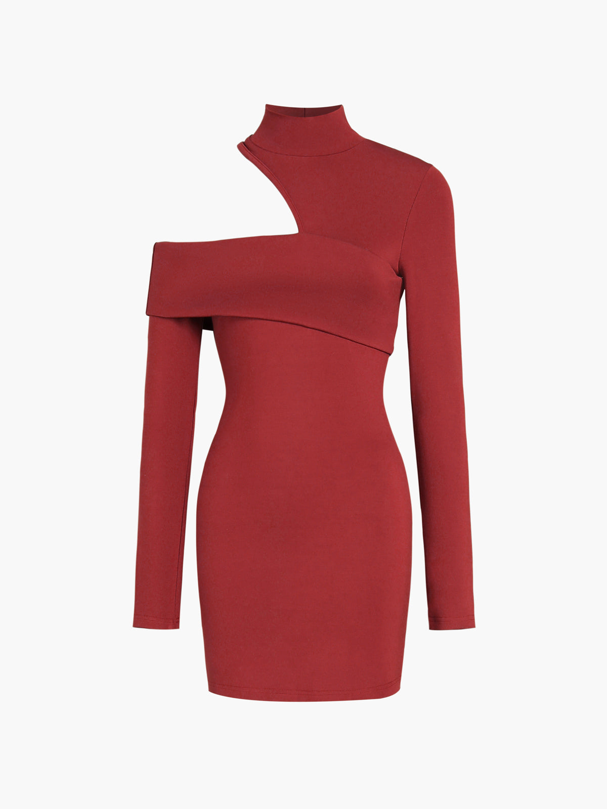 Women's Off-Shoulder Bodycon Dress - One-Sleeve Asymmetrical Design - Short, Stretch Knit by Lumina Vancouver