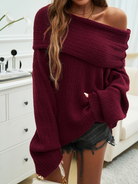Women’s Mini Dress – Ribbed Knit – Off-Shoulder – Bell Sleeves – Distressed Hem by Lumina Vancouver