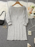 Women's Sequin Dress - Knee-Length - Long Sleeve - Round Neck - Elegant Party Wear by Lumina Vancouver