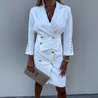Women’s Blazer Dress – Tailored Fit – Double Breasted – Padded Shoulders – Mini Length by Lumina Vancouver
