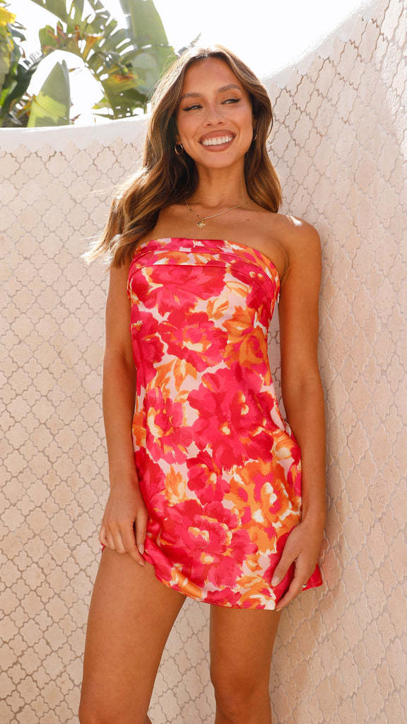 Women’s Mini Dress – Strapless Slim Fit – Floral Print – Lightweight Fabric by Lumina Vancouver