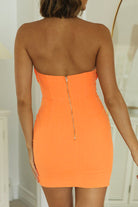 Women's Strapless Mini Dress - Ruched Bust - Bodycon Fit - Front Slit Elegant Style by Lumina Vancouver