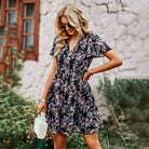 Women's A-Line Dress - V-Neck Short Sleeve - Lightweight Casual Outfit by Lumina Vancouver