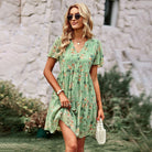 Women's A-Line Dress - V-Neck Short Sleeve - Lightweight Casual Outfit by Lumina Vancouver