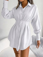 Women's Shirtdress - Tailored Fit - Mini Length - Button-Up Long Sleeve Elegant Wear by Lumina Vancouver