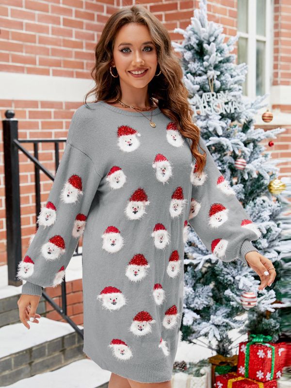 Women’s Sweatshirt Dress – Loose Fit – Knit Fabric – Balloon Sleeves – Mini Length by Lumina Vancouver