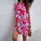 Women’s Sleeveless Dress – A-Line Fit – Lightweight Chiffon – Ruffled Cap Sleeves – Mini Length by Lumina Vancouver