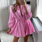 Women's Dress - Button-Up with Tie Waist - Long Sleeve by Lumina Vancouver
