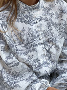 Women's A-Line Dress - Toile de Jouy Print - Fit-and-Flare - Long Sleeve High Collar by Lumina Vancouver