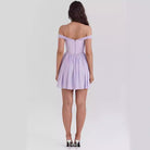 Women’s Mini Dress – Off Shoulder Fit and Flare – Bow Front – Lightweight Elegant Style by Lumina Vancouver