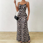 Women’s Sleeveless Dress – Slim Fit – Satin Look – Side Slit – Full Length – Printed by Lumina Vancouver