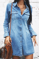 Women's Denim Shirt Dress - Button Down - Long Sleeve - Casual Relaxed Fit by Lumina Vancouver