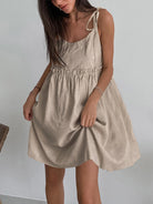 Women's Mini Dress - Sleeveless Tie Shoulder - Cinched Waist - Lightweight Casual Wear by Lumina Vancouver