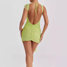 Women’s Bodycon Dress – Stretch Fabric – Sleeveless Backless – Ruffle Mini Party Wear by Lumina Vancouver