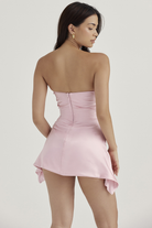 Women's Strapless Mini Dress - Silky Draped Fabric - Fitted Corset Bodice - Elegant Eveningwear by Lumina Vancouver