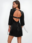 Women’s Mini Dress – Velvet Slim Fit – Puff Sleeve – Sweetheart Neckline – Evening Wear by Lumina Vancouver
