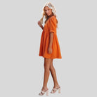 Women's Short Dress - Empire Waist - Puff Sleeves - Lightweight Textured Fabric - Relaxed Fit by Lumina Vancouver