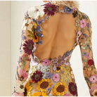 Women's Mini Dress - Floral Embroidery - Sheer Mesh - Long Sleeve Elegant Fit by Lumina Vancouver