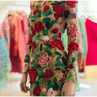 Women's Mini Dress - Floral Embroidery - Sheer Mesh - Long Sleeve Elegant Fit by Lumina Vancouver