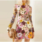 Women's Mini Dress - Floral Embroidery - Sheer Mesh - Long Sleeve Elegant Fit by Lumina Vancouver