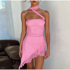 Women's Bodycon Dress - Strapless Halter Neck - Asymmetrical Ruffle Detail - Elegant Fit by Lumina Vancouver