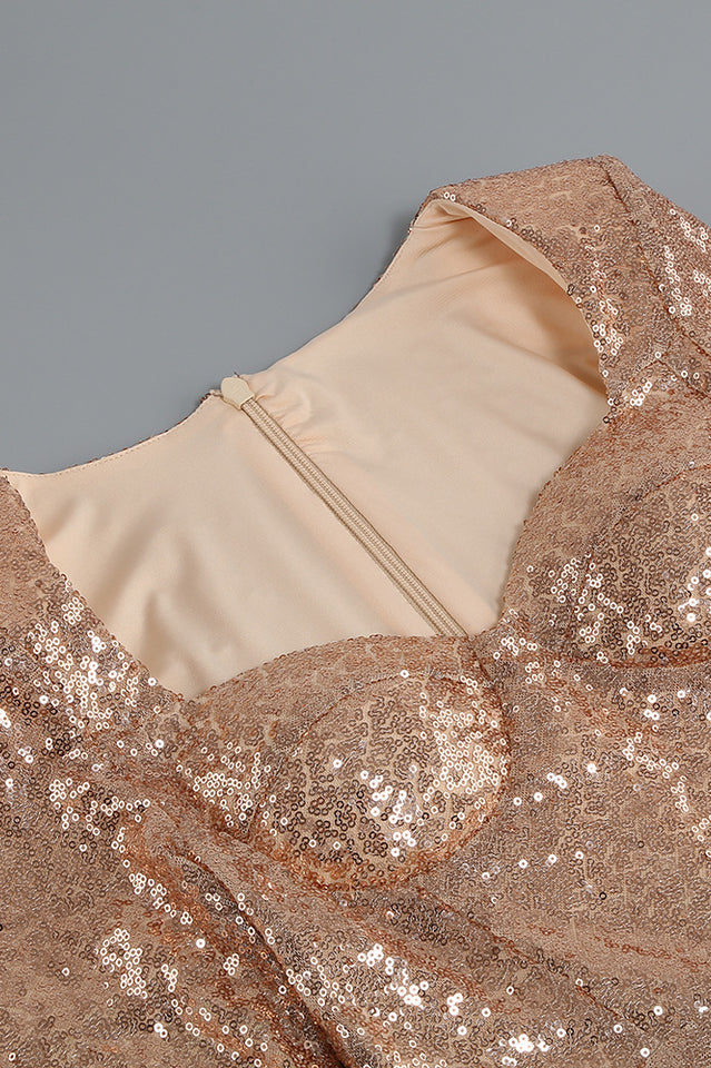 Women's Mini Dress - Sequin Embellished - Sweetheart Neckline - Feather Trim - Long Sleeve by Lumina Vancouver