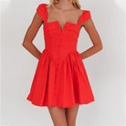 Women’s Mini Dress – Square Neck – Fitted Bodice – Pleated A-Line Skirt – Sleeveless by Lumina Vancouver