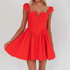 Women’s Mini Dress – Square Neck – Fitted Bodice – Pleated A-Line Skirt – Sleeveless by Lumina Vancouver