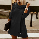 Women’s Sweatshirt Dress – Oversized Fit – Cowl Neck – Cotton Knit Mini Casual Style by Lumina Vancouver