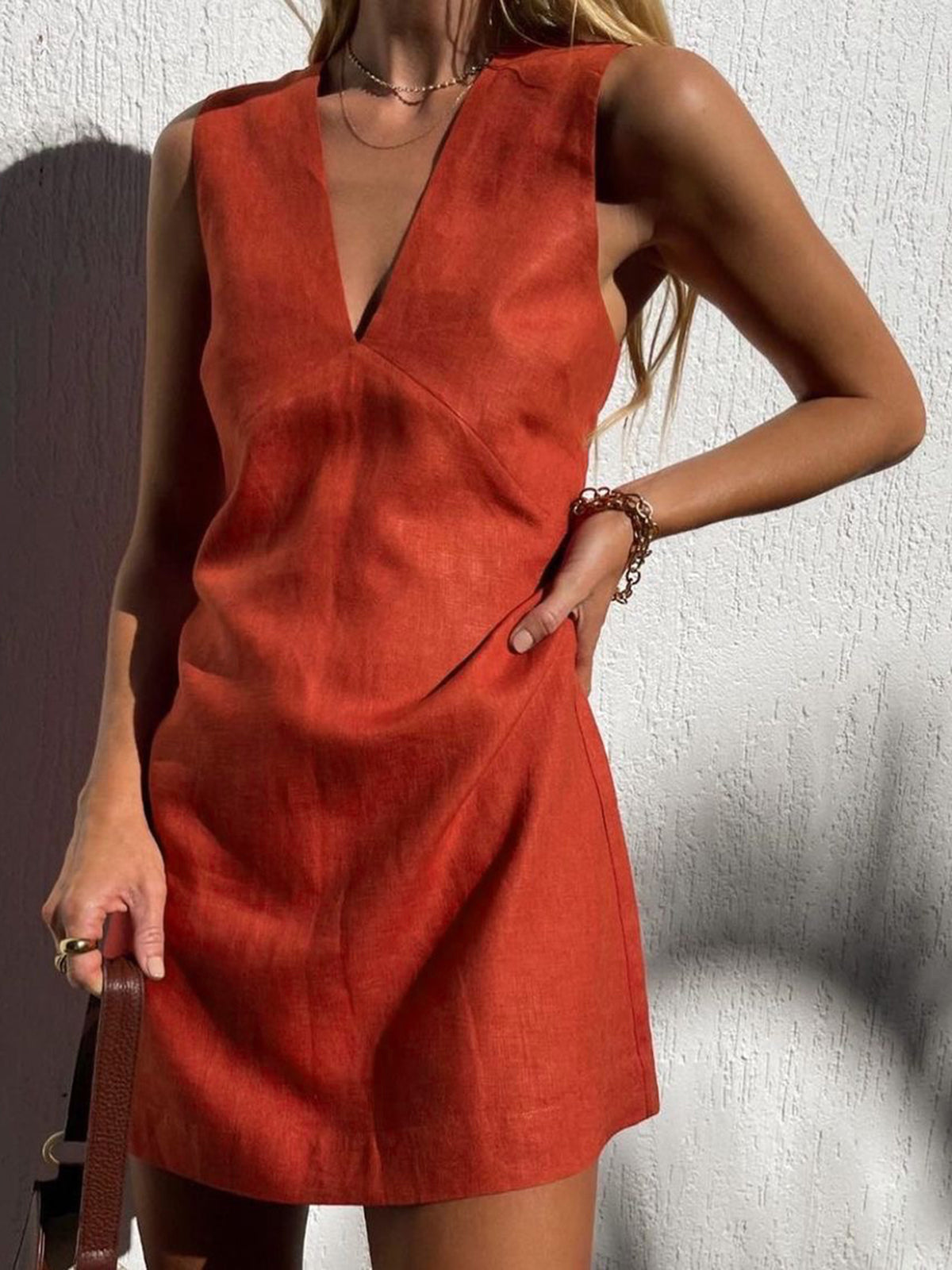Women's Mini Dress - Sleeveless V-Neck - Lightweight Breathable Fabric - A-Line Fit by Lumina Vancouver