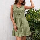 Women’s Mini Dress – A-Line Fit – Lace Bodice – Tiered Skirt – Sleeveless Cotton Blend by Lumina Vancouver