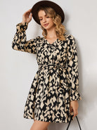 Women's A-Line Mini Dress - V-Neck Long Sleeve - Tie Waist Flowy Fit by Lumina Vancouver