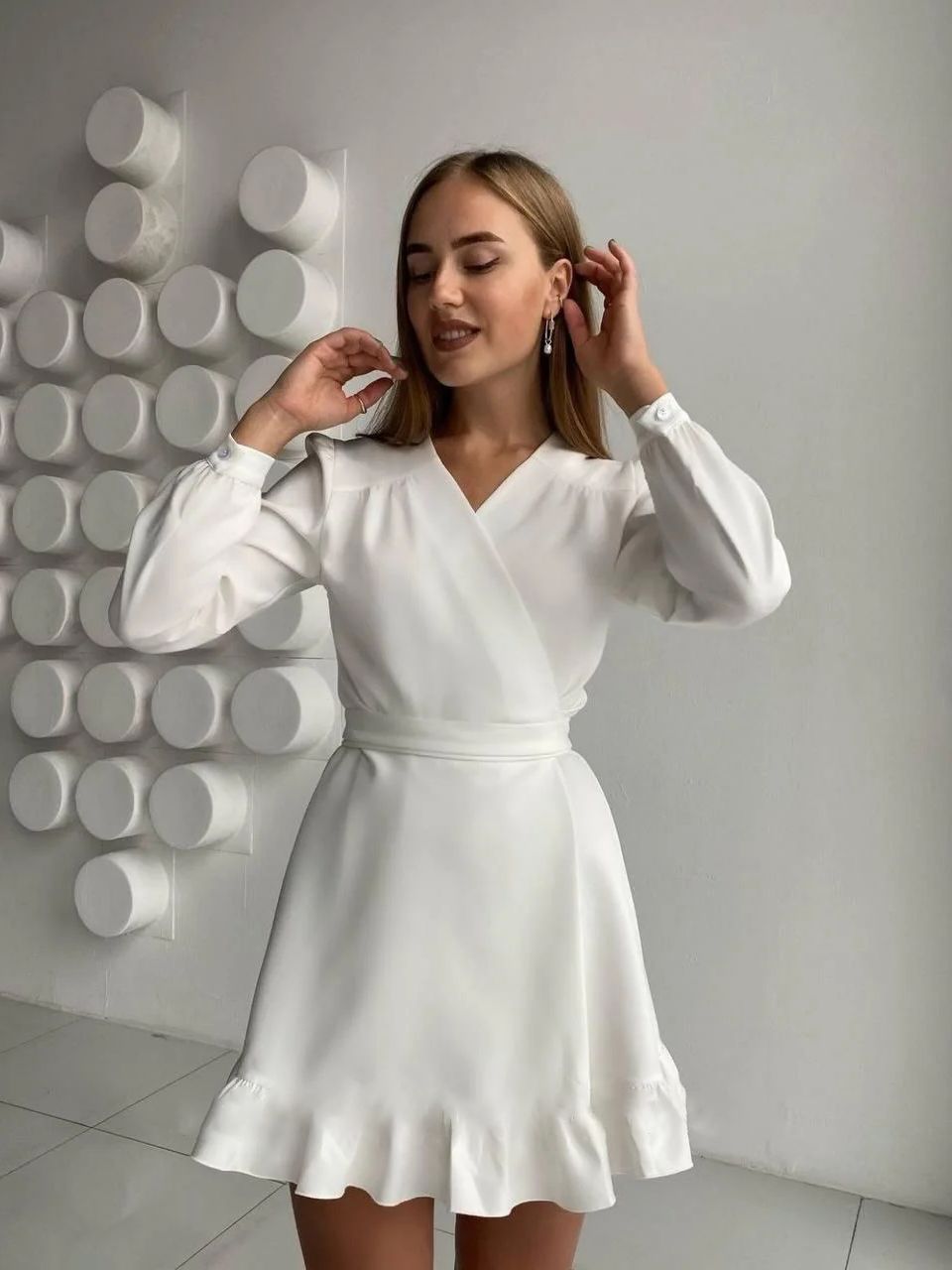 Women's Dress - Long Sleeve - Fitted Bodice - Flared Ruffle Skirt - Elegant & Flowy by Lumina Vancouver