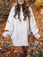 Women’s Sweater Dress – Oversized Fit – Wool Knit – Cable Braided – Mini Length by Lumina Vancouver