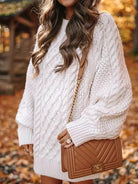 Women’s Sweater Dress – Oversized Fit – Wool Knit – Cable Braided – Mini Length by Lumina Vancouver