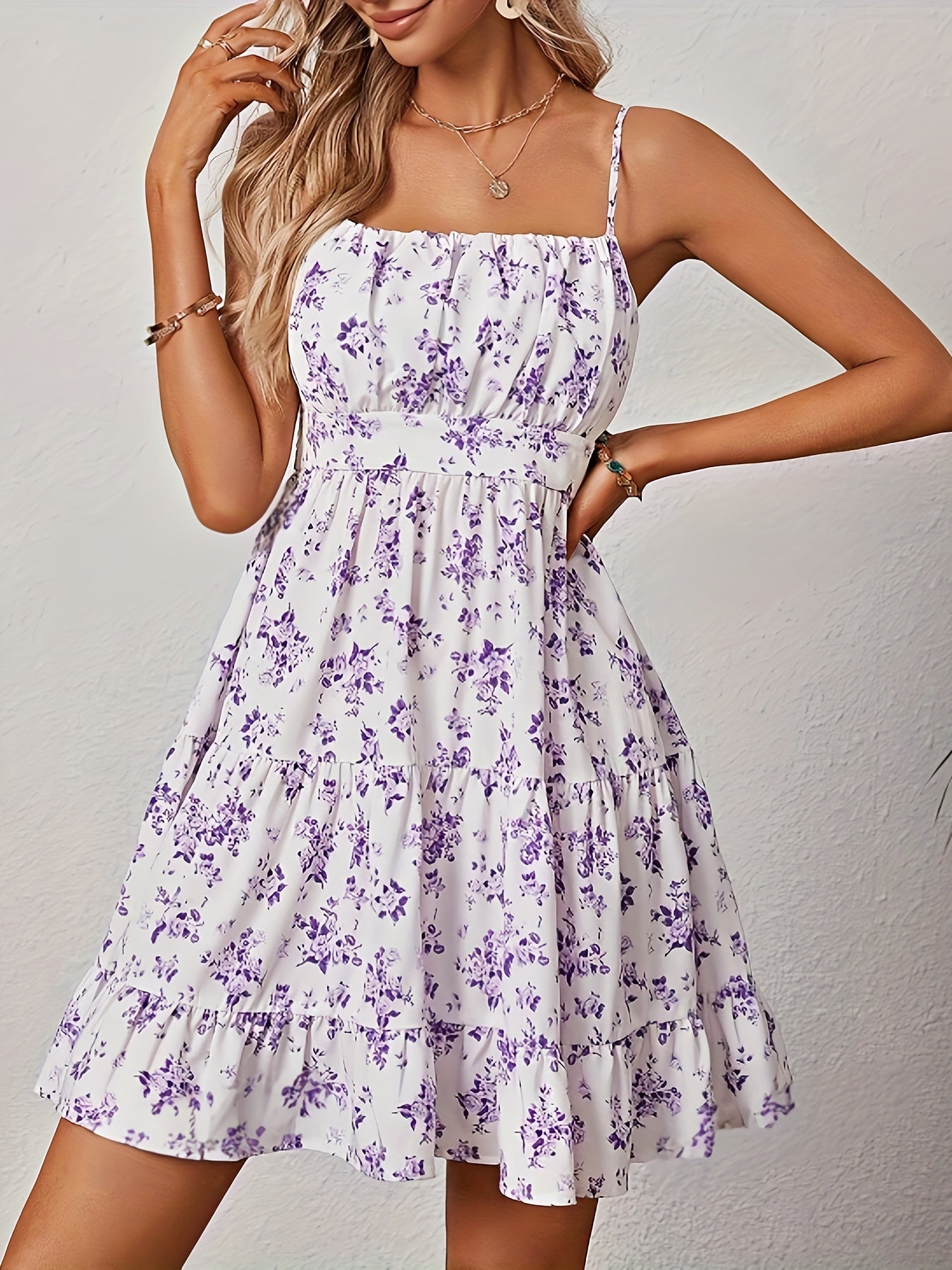 Women's Sleeveless Sundress - Floral Print - Square Neck - Lightweight Flowy Fit by Lumina Vancouver