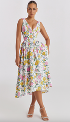 Women's Evening Dress - Sleeveless V-Neck - Fitted Bodice - Flowing Elegant Silhouette by Lumina Vancouver