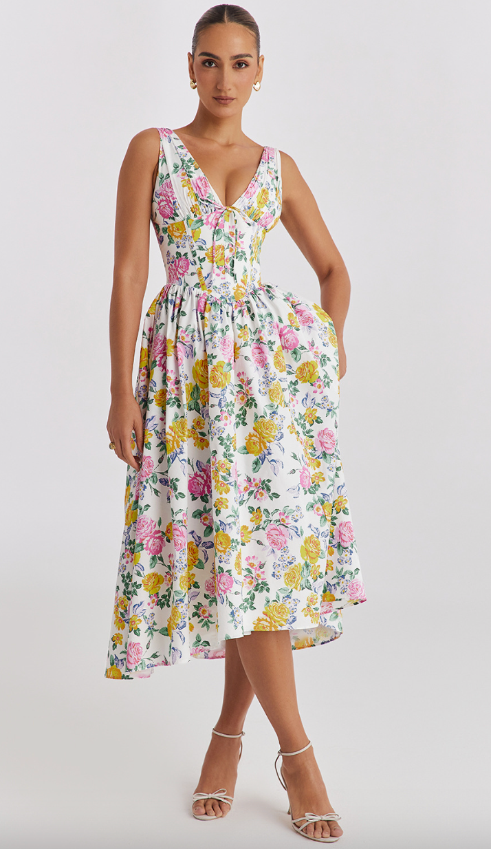 Women's Evening Dress - Sleeveless V-Neck - Fitted Bodice - Flowing Elegant Silhouette by Lumina Vancouver