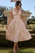 Women's Evening Dress - Sleeveless V-Neck - Fitted Bodice - Flowing Elegant Silhouette by Lumina Vancouver