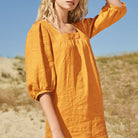 Women's Dress - Square Neck - Puff Sleeve - Knee Length Loose Fit Casual Wear by Lumina Vancouver