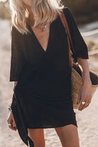 Women's Wrap Mini Dress - Lightweight Cotton-Linen - V-Neck Adjustable Fit by Lumina Vancouver