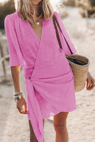 Women's Wrap Mini Dress - Lightweight Cotton-Linen - V-Neck Adjustable Fit by Lumina Vancouver